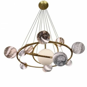 Светильник подвесной на 13 ламп 150х117 см латунь Delight Collection KG1122P-13A brass DELIGHT COLLECTION ДИЗАЙНЕРСКИЕ 00-3883150 Золото;прозрачный
