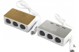 19812388 Разветвитель прикуривателя 3 гнезда 3 USB, провод 50 см, с индик. 907343 Nord-Yada