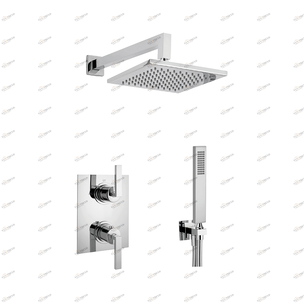 Набор душевой: термостат 2 потока, тропический душ, ручной душ Cisal Wave WA0KT010
