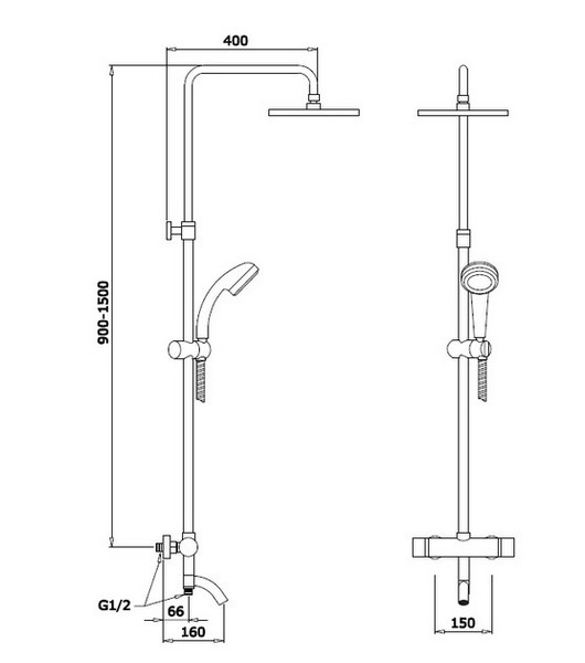 GZ 25070 Душевая система с термостатом Ganzer Хром Ganzer Германия 13907 - Вид №2