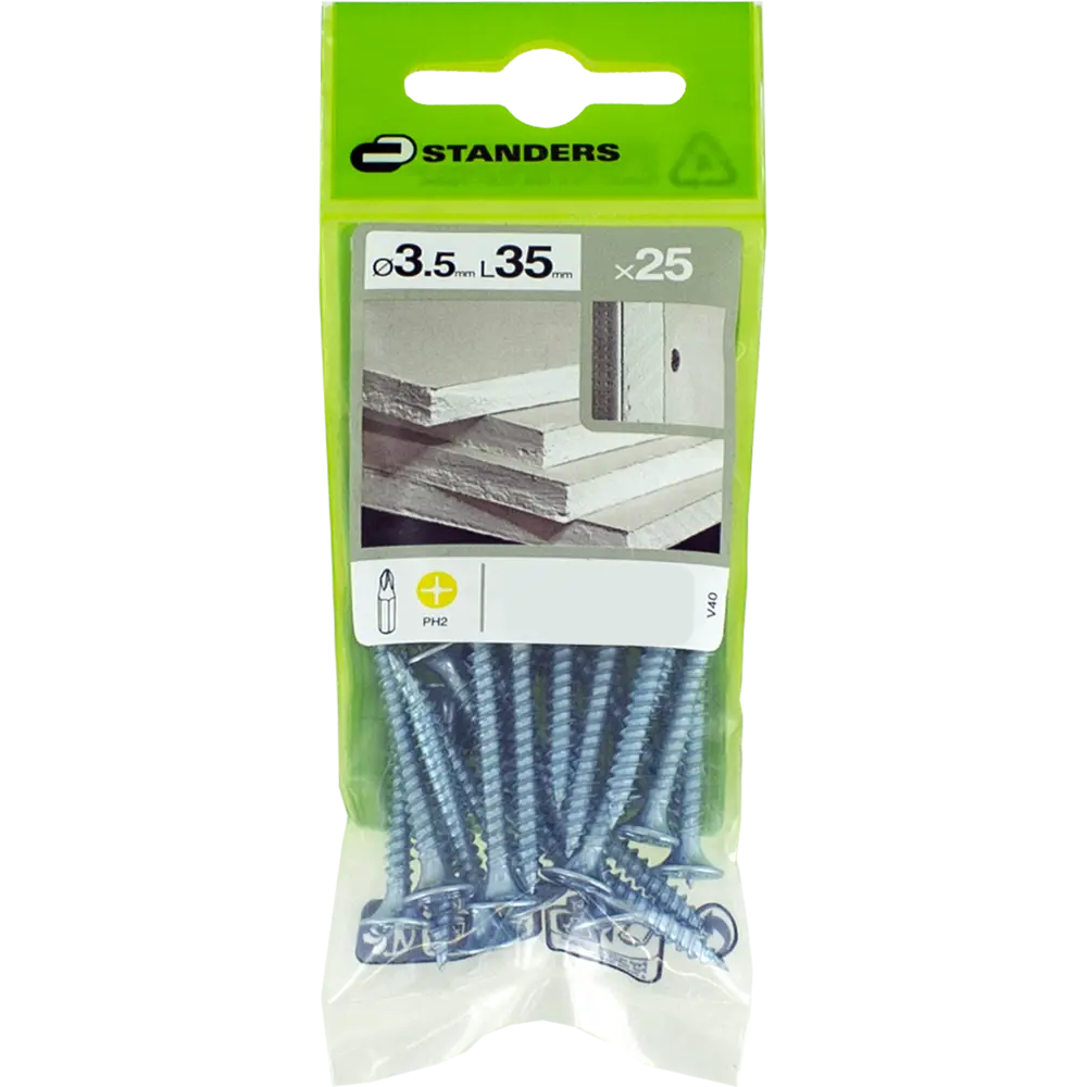 Саморезы для металла STANDERS оцинкованные 3.5x35, 25 шт. 82239114 STLM-2163017  - Вид №2