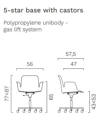 Пластиковый поворотный операционный офисный стул с колесами FREZZA Fior di Lotus Plastic ARCH-00007894 - Вид №4