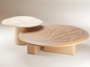 Набор журнальных столиков из ясеня и травертина