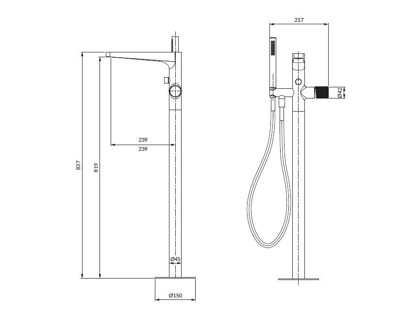 Смеситель для ванны с ручным душем OMNIRES Contour ARCH-00088695 - Вид №6