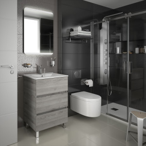 26558 SALGAR Мебель для умывальника FUSSION LINE 600 3 ящика BAY PINE 598 x 868 x 450 мм Лавровая сосна