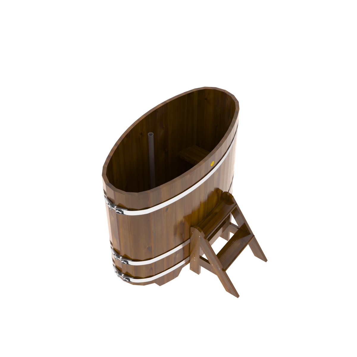 2252 Купель овальная из лиственницы Рустик 0,69х1,31х1,1 морёная Alyarus  - Вид №2