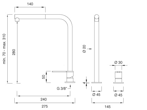 Смеситель для кухни с 2 отверстиями и выдвижным ручным душем CEADESIGN INNOVO ARCH-00095350 - Вид №2