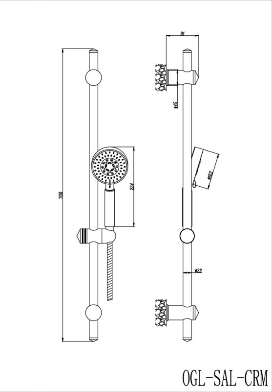 Душевой гарнитур OGLIO OGL-SAL-CRM BELBAGNO  - Вид №1