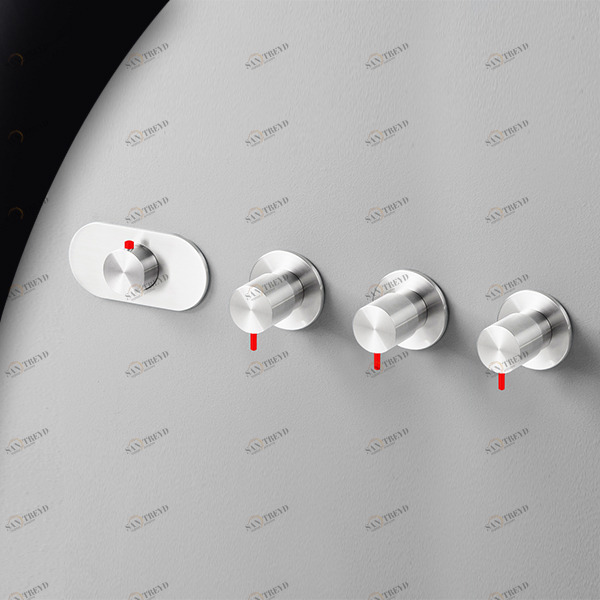 Термостат для душа глянцевая сталь с красной ручкой Toki Radomonte TKI56LCIL25