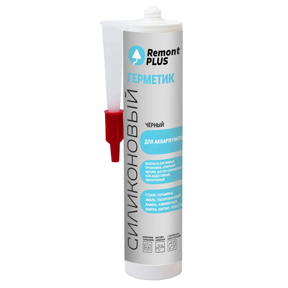 REMONT PLUS Силиконовый герметик для аквариумов черный 290 мл 88747643 STLM-1505638