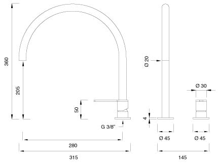 Смеситель с 2 отверстиями и поворотным изливом CEADESIGN INNOVO ARCH-00030110 - Вид №2