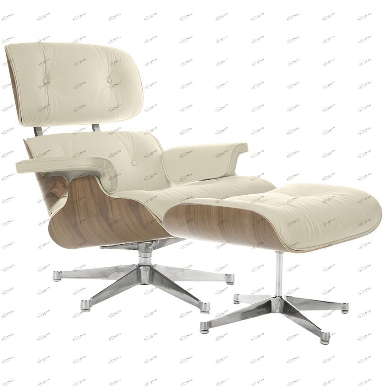Кресло Eames Style Lounge Chair & Ottoman кремовое SOHO DESIGN ДИЗАЙНЕРСКИЕ, LOUNGE CHAIR 131494 Бежевый 