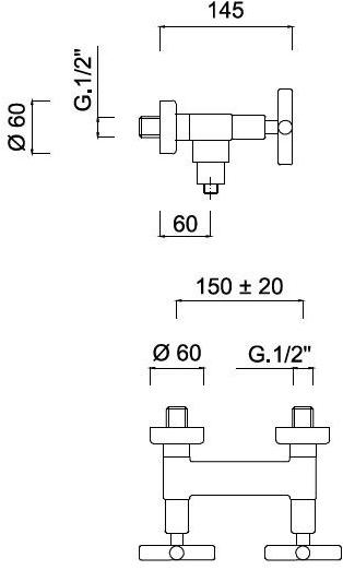 Rubinetteria Giulini Смеситель для душа на 2 отверстия G3 F7607 - Вид №1