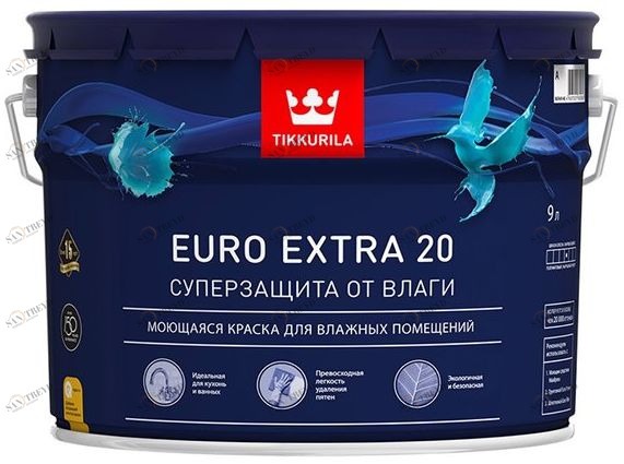 Краска Tikkurila Euro Extra 20 / Тиккурила Евро 20 для влажных помещений 0,9л 5657