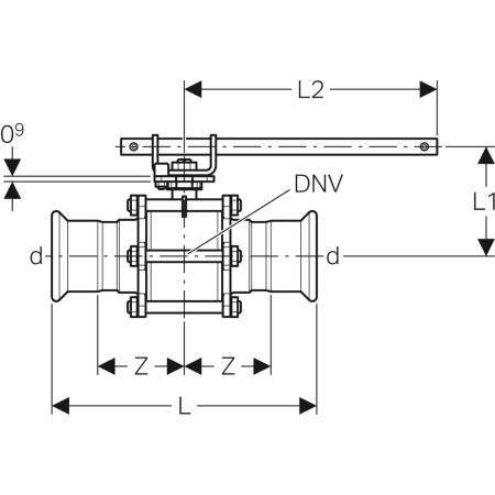 92107 Шаровой кран Geberit Mapress из нержавеющей стали с рукояткой, с двумя пресс-соединениями Geberit  - Вид №7