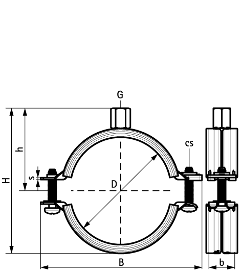 31085140 Bifix® G2 Хомуты (M8/10) (BUP1000) для стальных, медных, чугунных и пластиковых (многослойных) труб walraven  - Вид №1