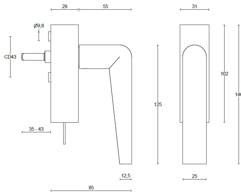 Formani Оконная ручка с ключом пвд черный сатин Inc sun-id-1376857 - Вид №3