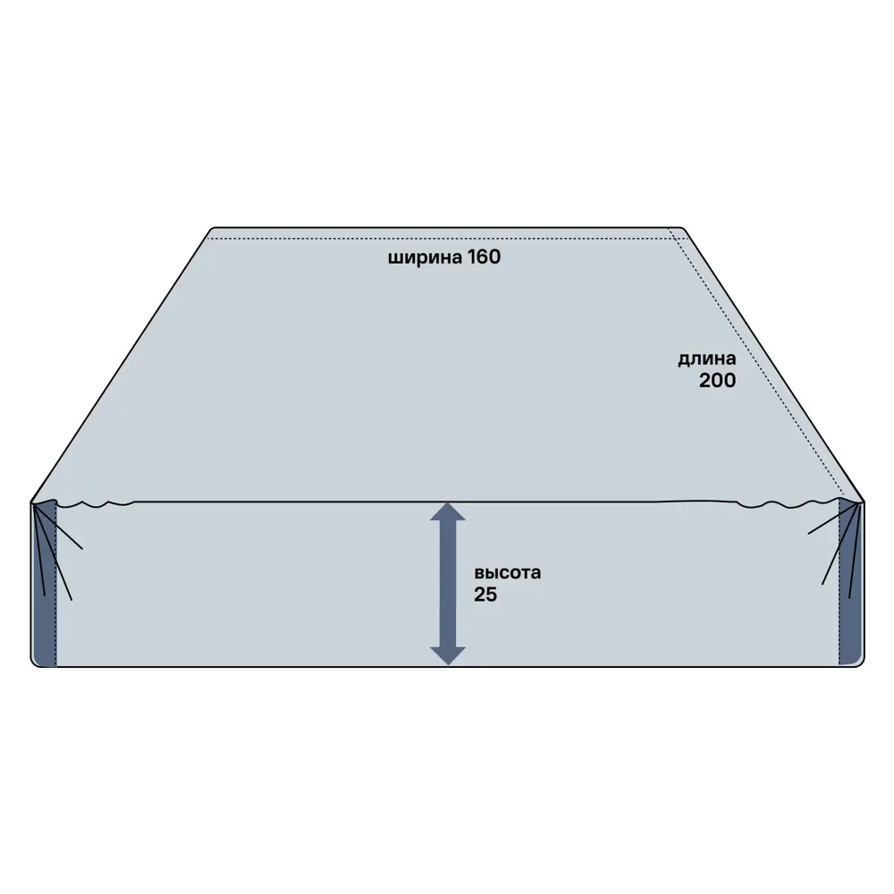 Простыня Inspire сатиновая на резинке 160x200 см, серый 86331424 STLM-0067865 - Вид №1