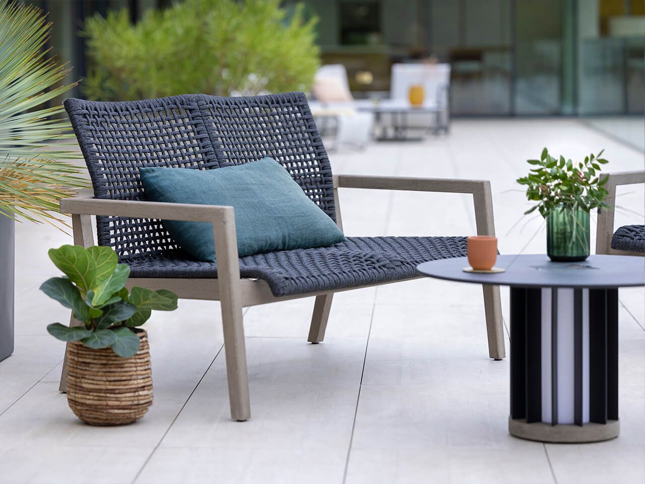 Веревочная садовая скамейка со спинкой и подлокотниками Les Jardins® Копенгаген ARCH-00046288 - Вид №2