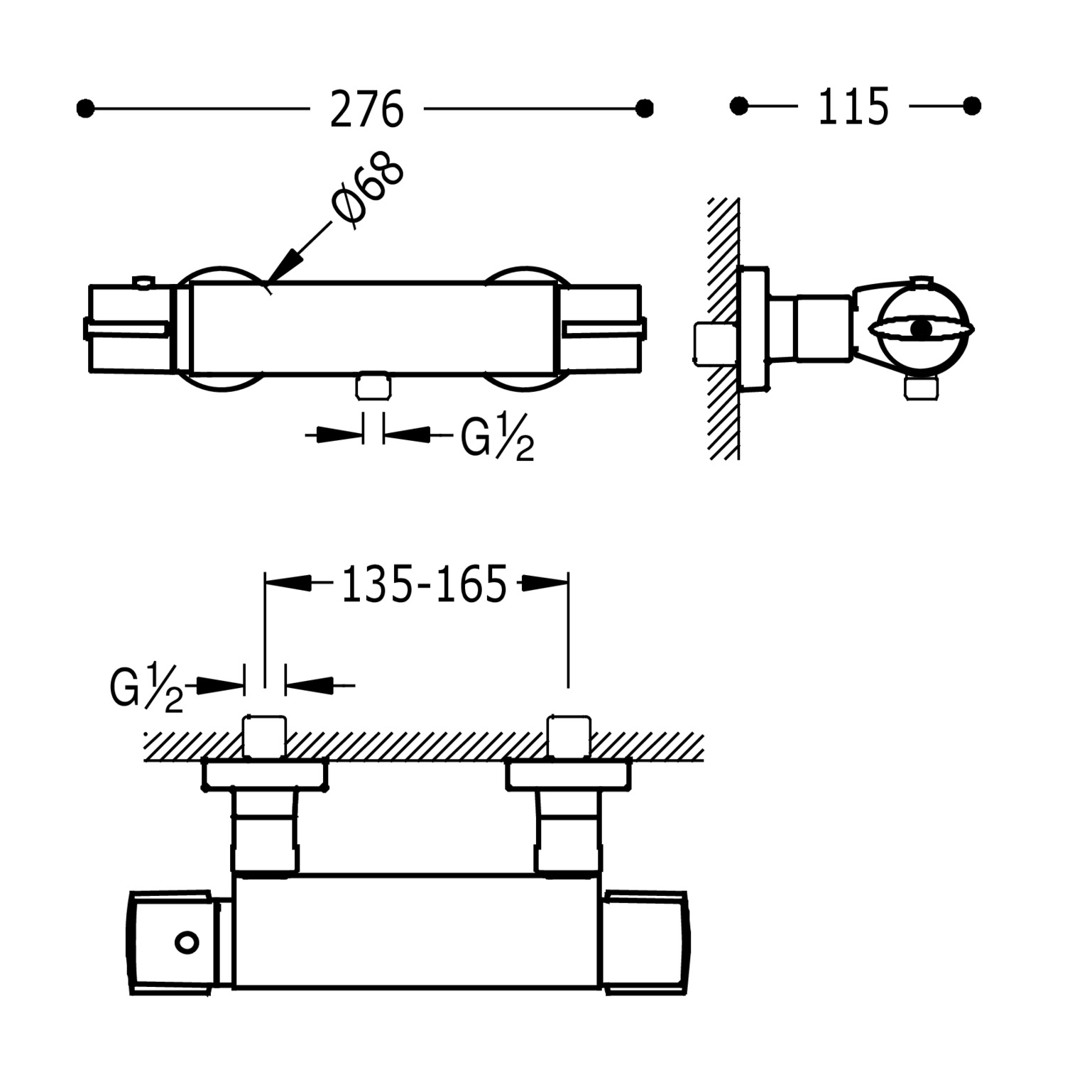Настенный термостатический смеситель для душа TRESMOSTATIC-181164 TRES Thermostatic - Вид №1