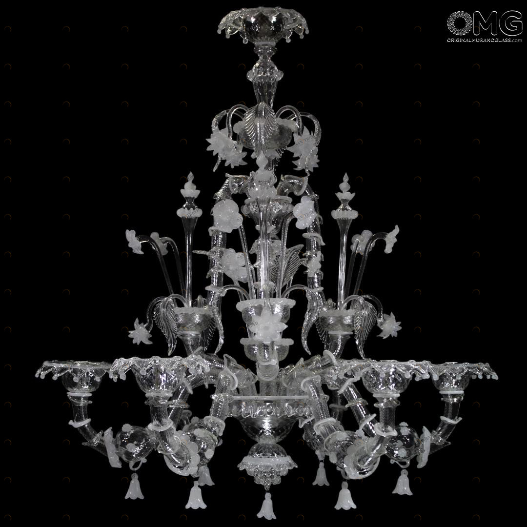 1070 ORIGINALMURANOGLASS Люстра Монте Кристалло на 6 лампочек - Реццонико - прозрачное муранское стекло OMG  см 