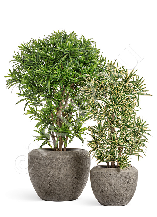 41.3321-11-067-LBR-56 Кашпо  Effectory - серия Volcano - Чаша Design - Серо-коричневый туф Цветочная коллекция  - Вид №1