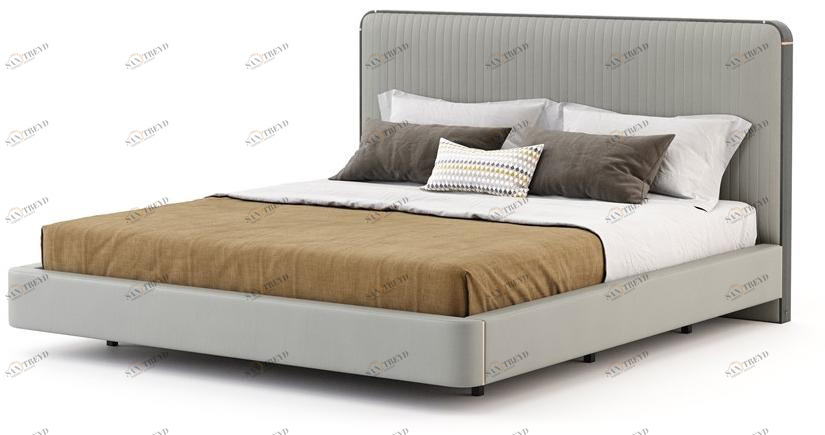 Laskasas Двуспальная кровать из ткани с высоким изголовьем sun-id-1423299