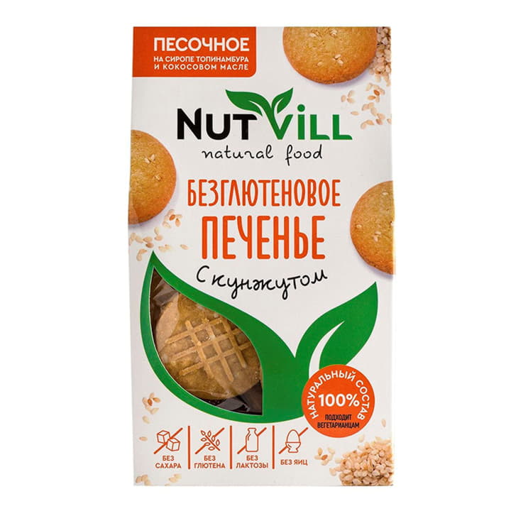 Печенье песочное Nutvill с кунжутом безглютеновое 100 г Santreyd 13141 - Вид №1