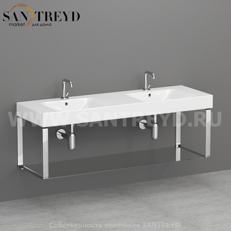 9128K1 Структура подвесная из хромированной латуни под умывальник 140 см Kerasan Cento Италия