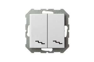 16246379 Двухклавишный проходной выключатель Эпсилон IP6+6 10-001-01 E/B белый без рамки 28-010 LIREGUS Epsilon