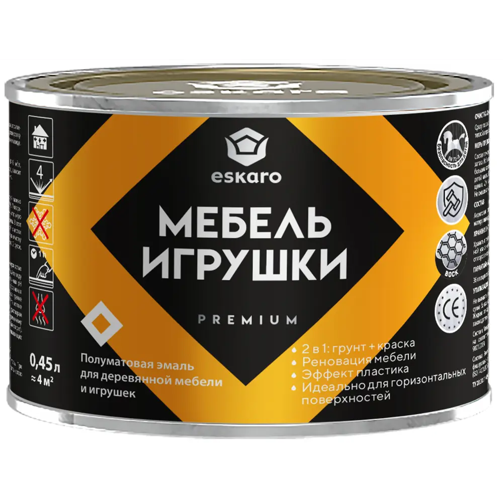 Моющаяся краска Eskaro Toys & Furniture для мебели и игрушек, белая, 0.45 л 89385177 Santreyd STLM-1408717