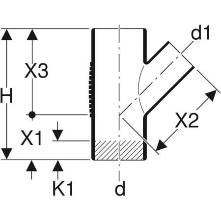 GEBERIT 305.054.14.1 Тройник Geberit Silent-db20 45°  - Вид №2
