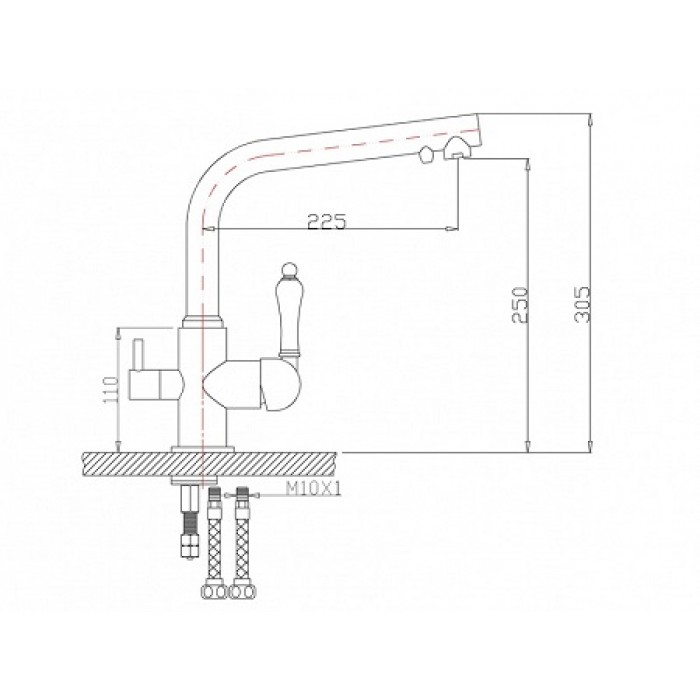 Zorg ZR 313 YF-PVD-COP Смеситель для кухни Zorg 305х225  - Вид №2