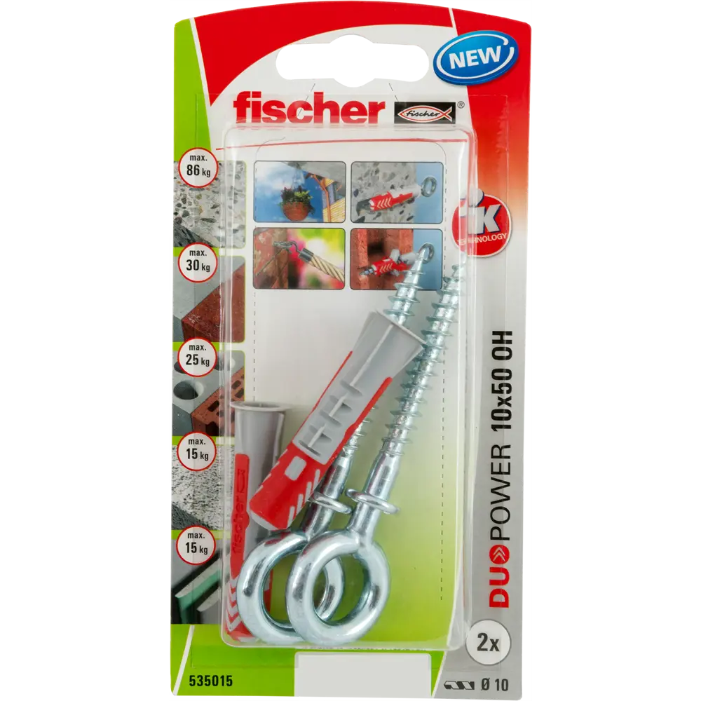 Дюбель универсальный DuoPower 10x50 мм, крюк-кольцо, 2 шт FISCHER STLM-2197411 - Вид №2