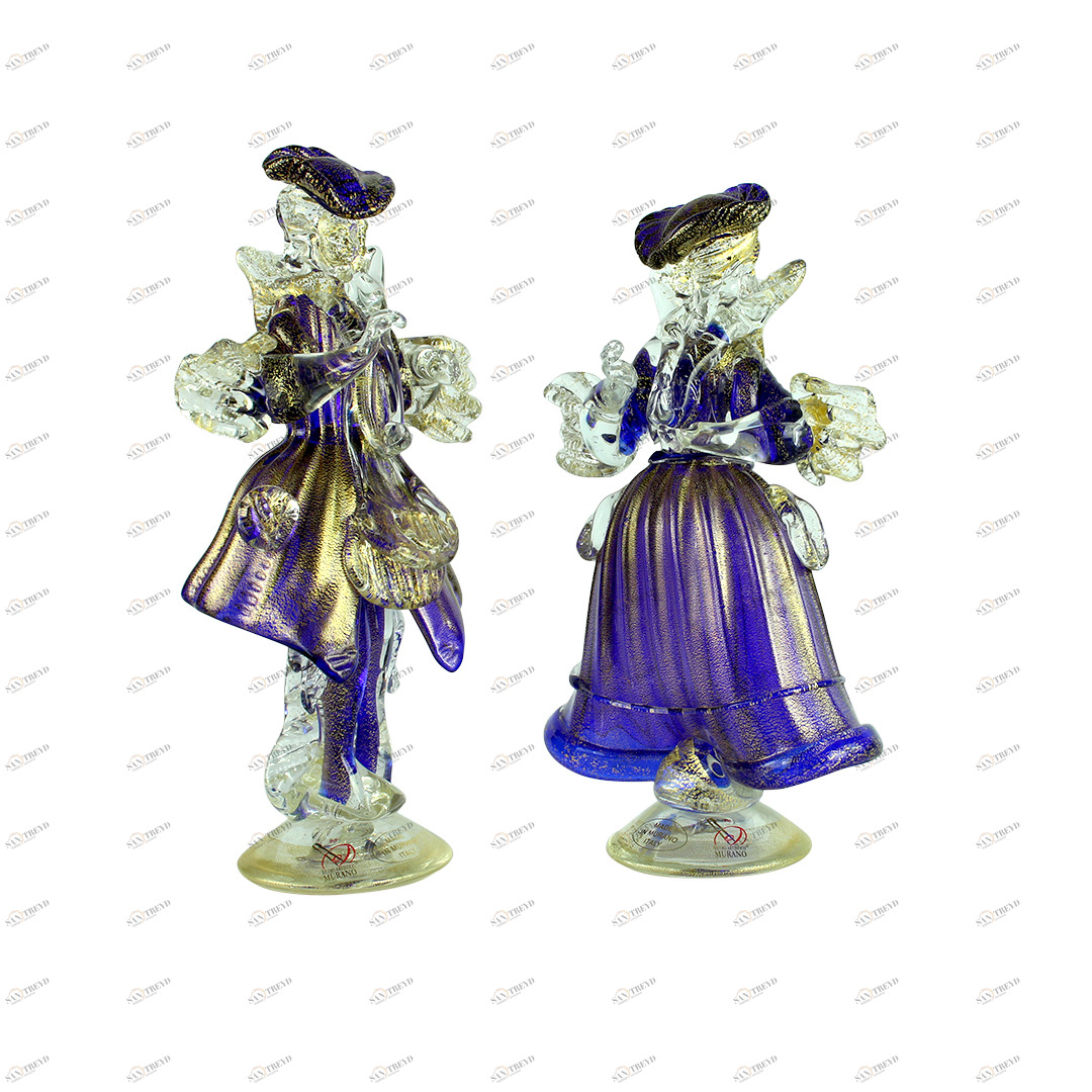 819 ORIGINALMURANOGLASS Статуэтки в стиле Голдони - Венецианская пара - blu - муранское стекло OMG 13 см 