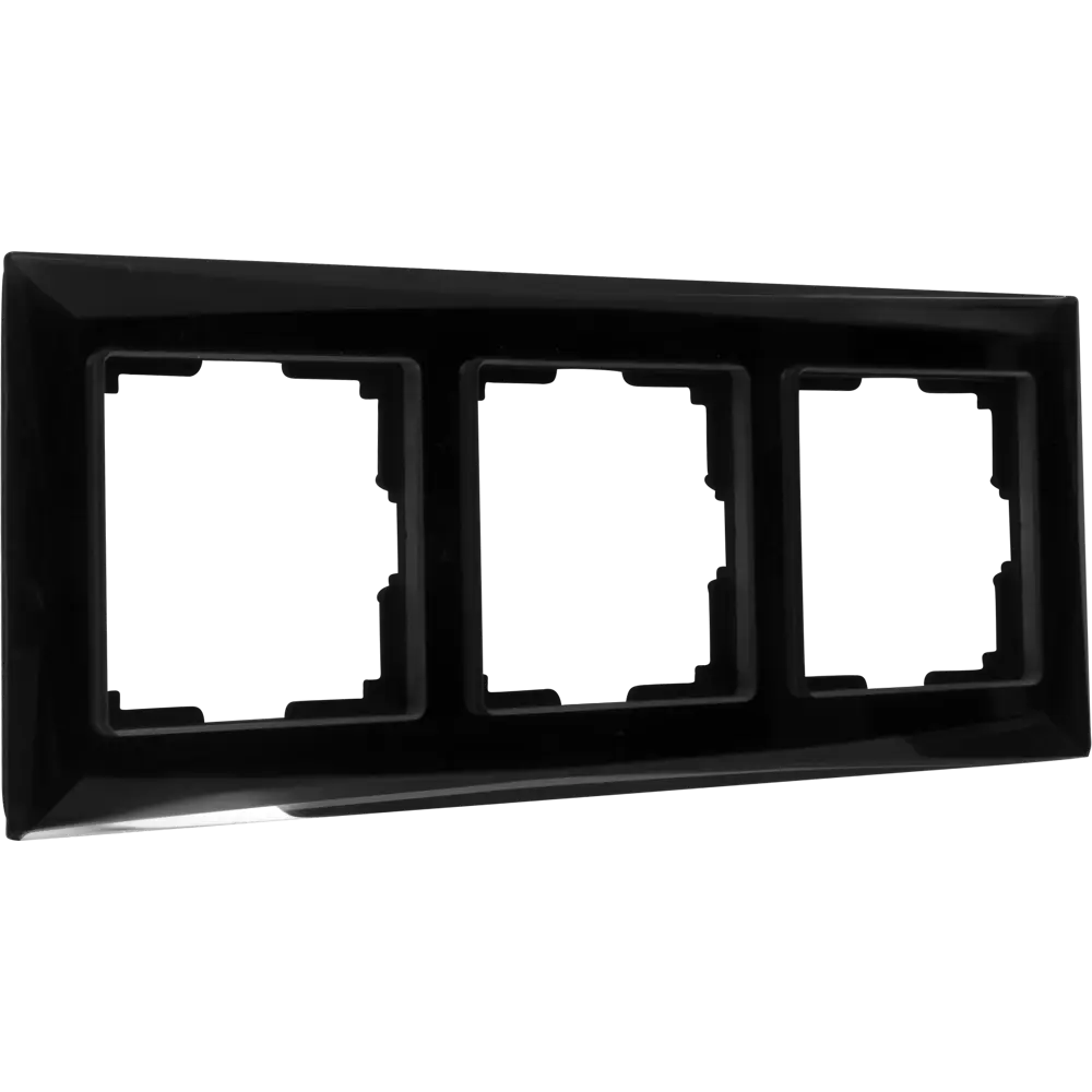 Рамка для розеток и выключателей Werkel Diamant 3 поста, цвет чёрный STLM-2025923 - Вид №1