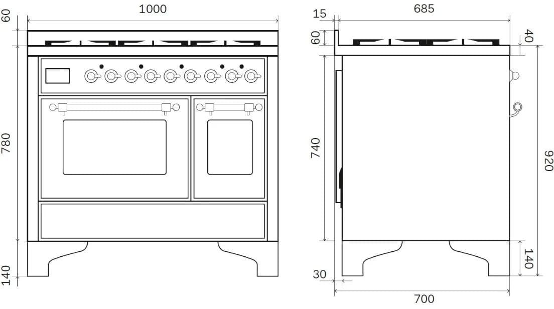 Стальная отдельно стоящая кухня с индукционной плитой Ilve Majestic ARCH-00074353 - Вид №2