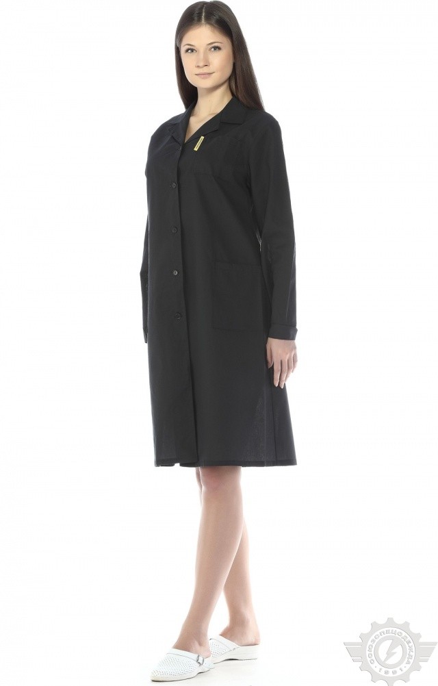 61673 Халат женский темный  Одежда для обслуживающего персонала  размер 44-46/158-164 Спецодежда  - Вид №3