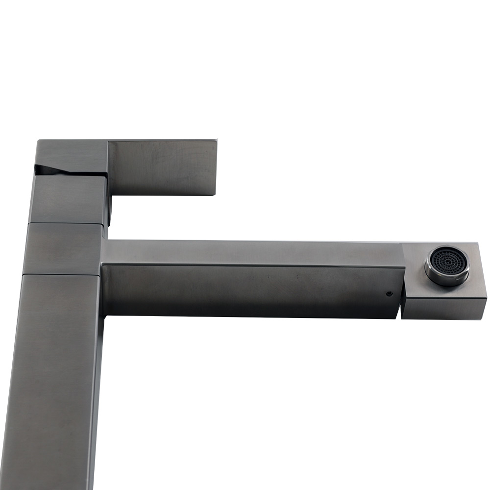 Смеситель д/кухни MELANA-610203 Cubo нерж.сталь, однорычажный, сатин, литой излив - Вид №4