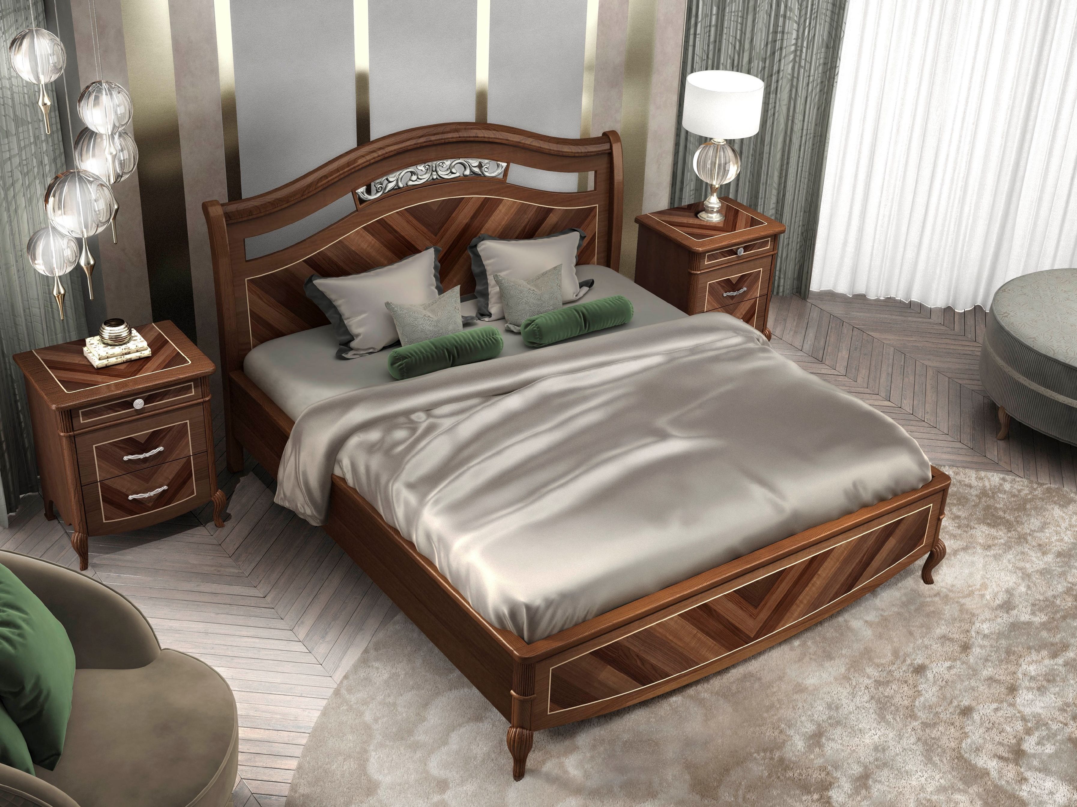 Деревянная двуспальная кровать с высоким изголовьем CASA +39 Prestige 2 ARCH-00149558 - Вид №1