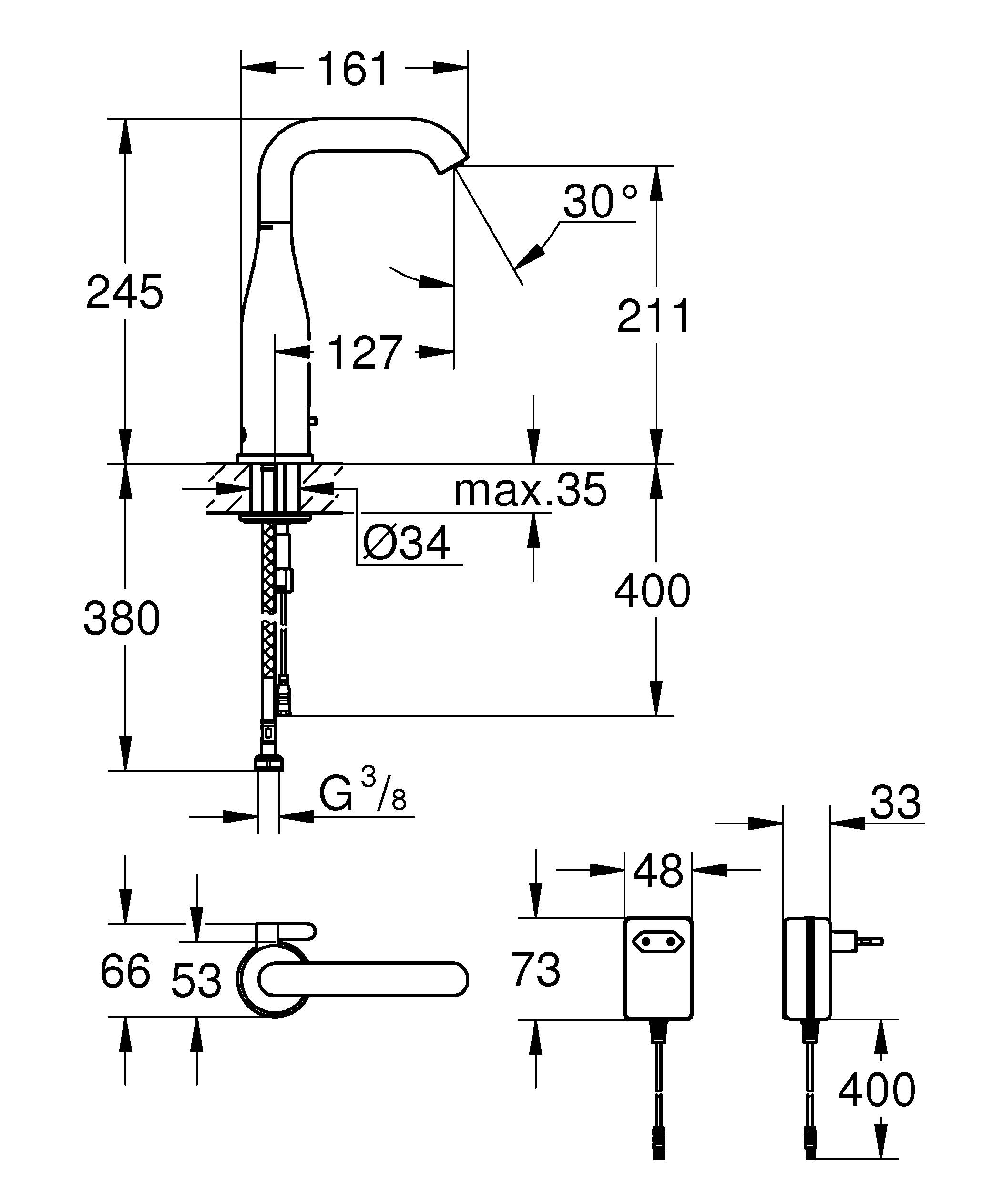 Смеситель инфракрасный для раковины GROHE Essence E, хром (36444000) - Вид №1