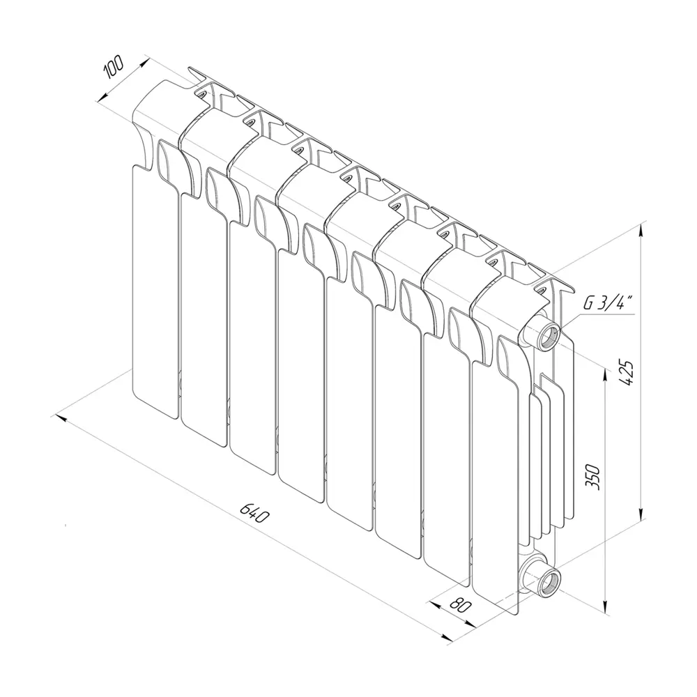 RIFAR Monolit - биметаллический радиатор 8 секций с боковым подключением 13313831 STLM-0941038 - Вид №7