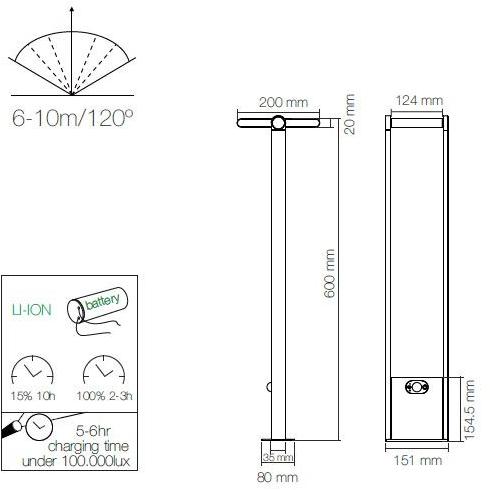 BENEITO FAURE Алюминиевый столбик на солнечных батареях с датчиком движения sun-id-1350123 - Вид №2