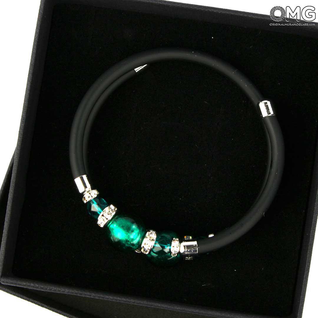 3757 ORIGINALMURANOGLASS Браслет Зелёная Комета - с серебром - муранское стекло OMG 18 см  - Вид №1