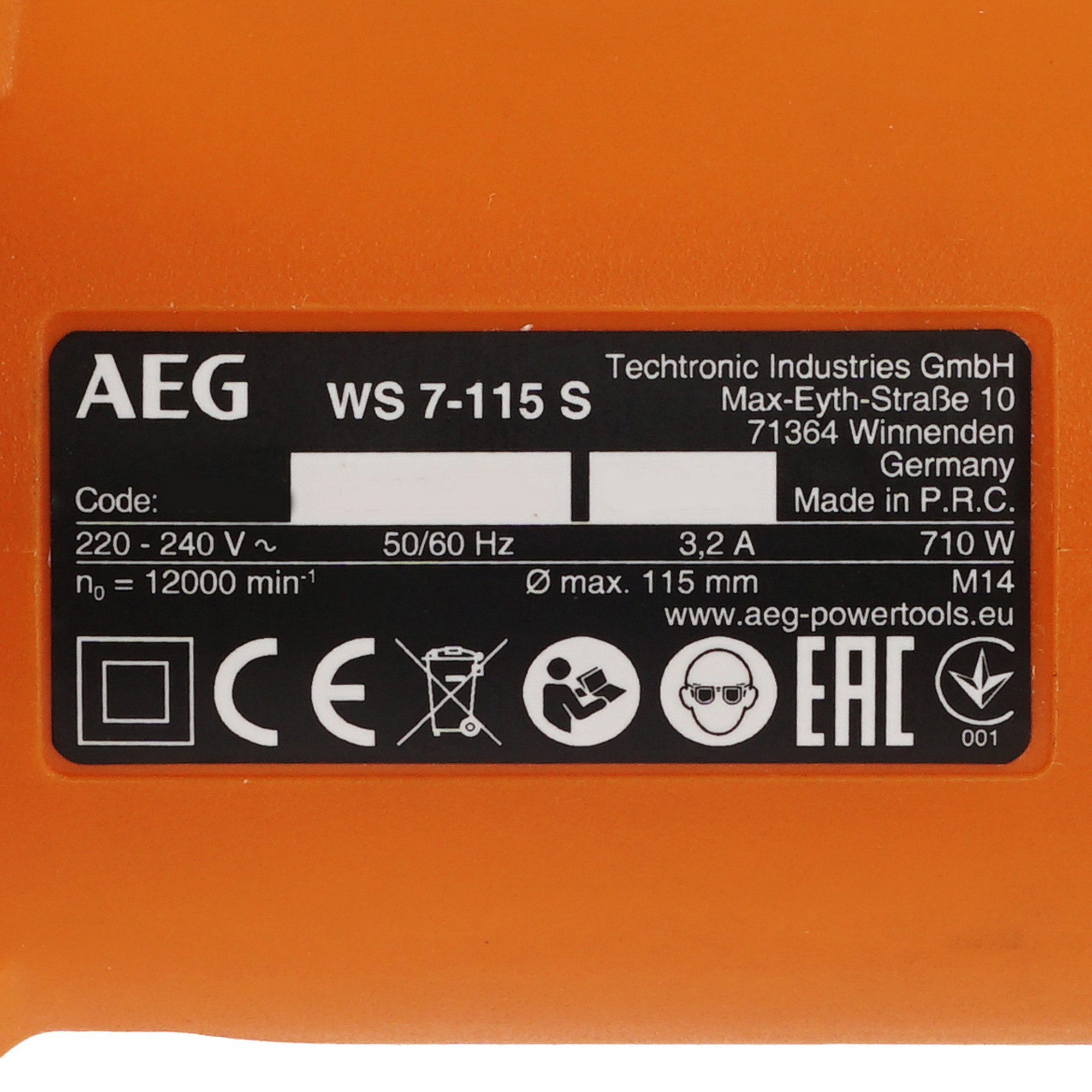 Углошлифовальная машина (УШМ) AEG WS7-115S 5481132 STDN-0152042 - Вид №4