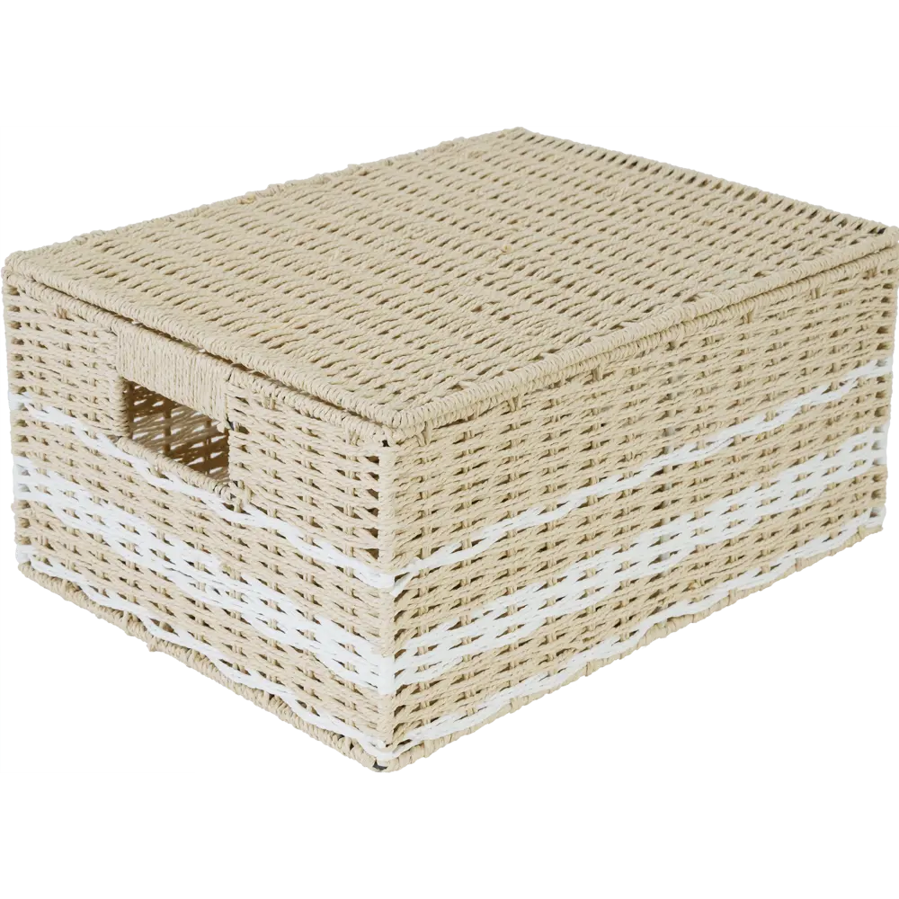 Корзина с крышкой Storidea HXL21.341 M 28x18x38 см 19 л бумага цвет бежевый STLM-2122294