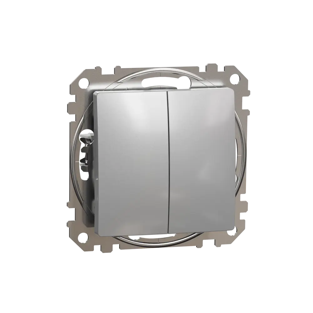 Переключатель проходной Systeme Electric Sedna 2 клавиши, цвет алюминий 84830151 STLM-2111465 Sedna Design Elements - Вид №1