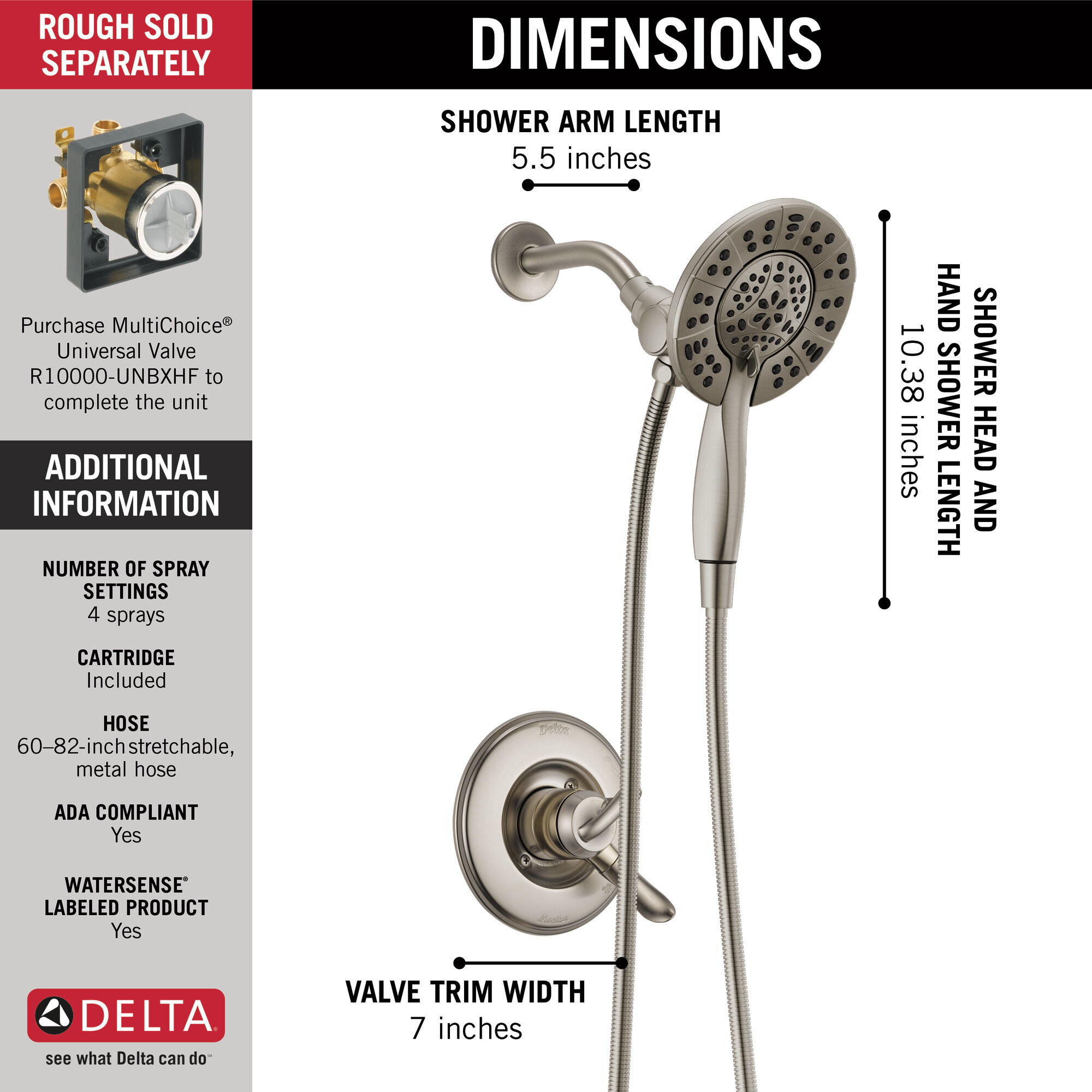 Облицовка для душа Monitor® серии 17 с In2ition® Delta Faucet T17294-SS-I - Вид №7