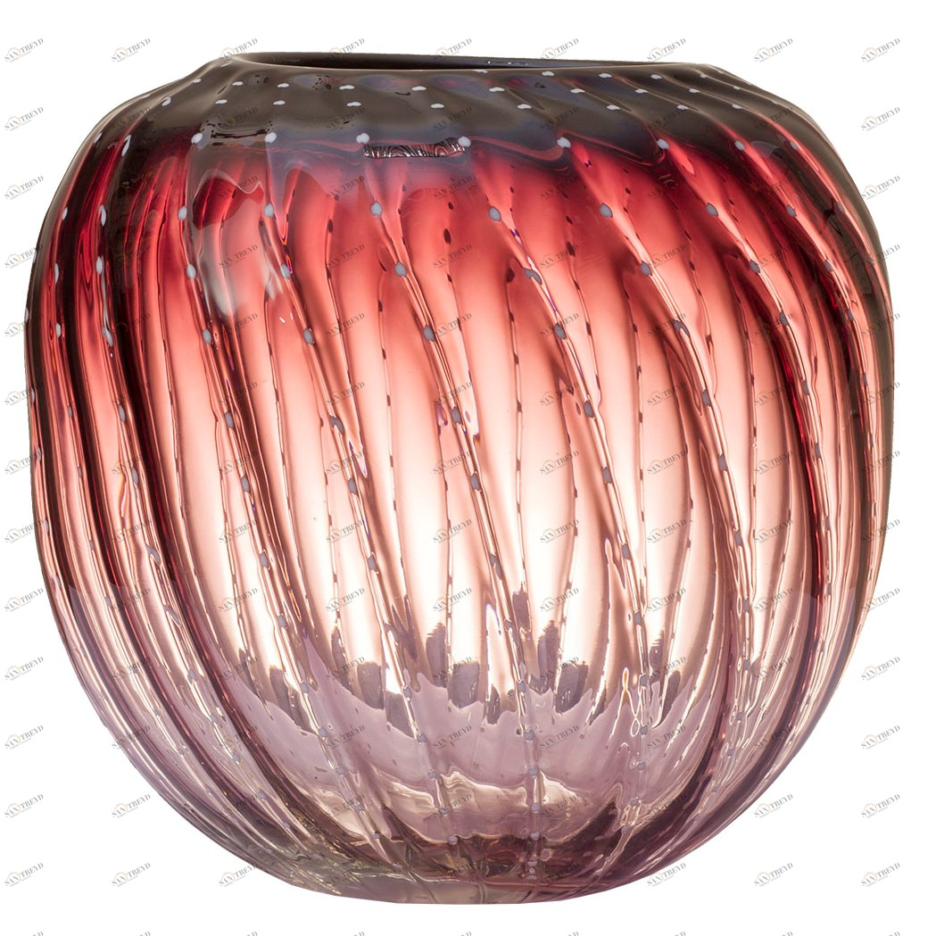 Ваза стеклянная бело-бордовая 17х19 см Rita GARDA DECOR - 033949 Красный 