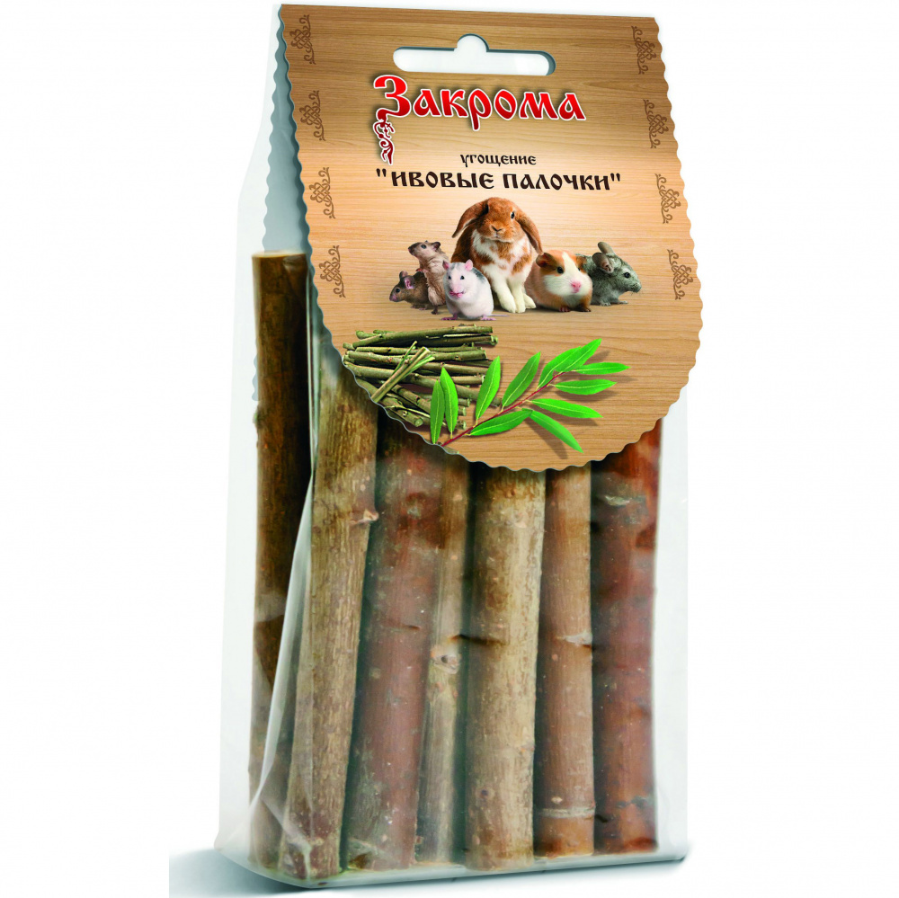 ПР0047728 Лакомство для грызунов Угощение Ивовые палочки (11 шт.) ЗАКРОМА 